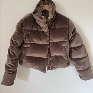 ALO Yoga Brown Corduroy Quilted Puffer Jacket